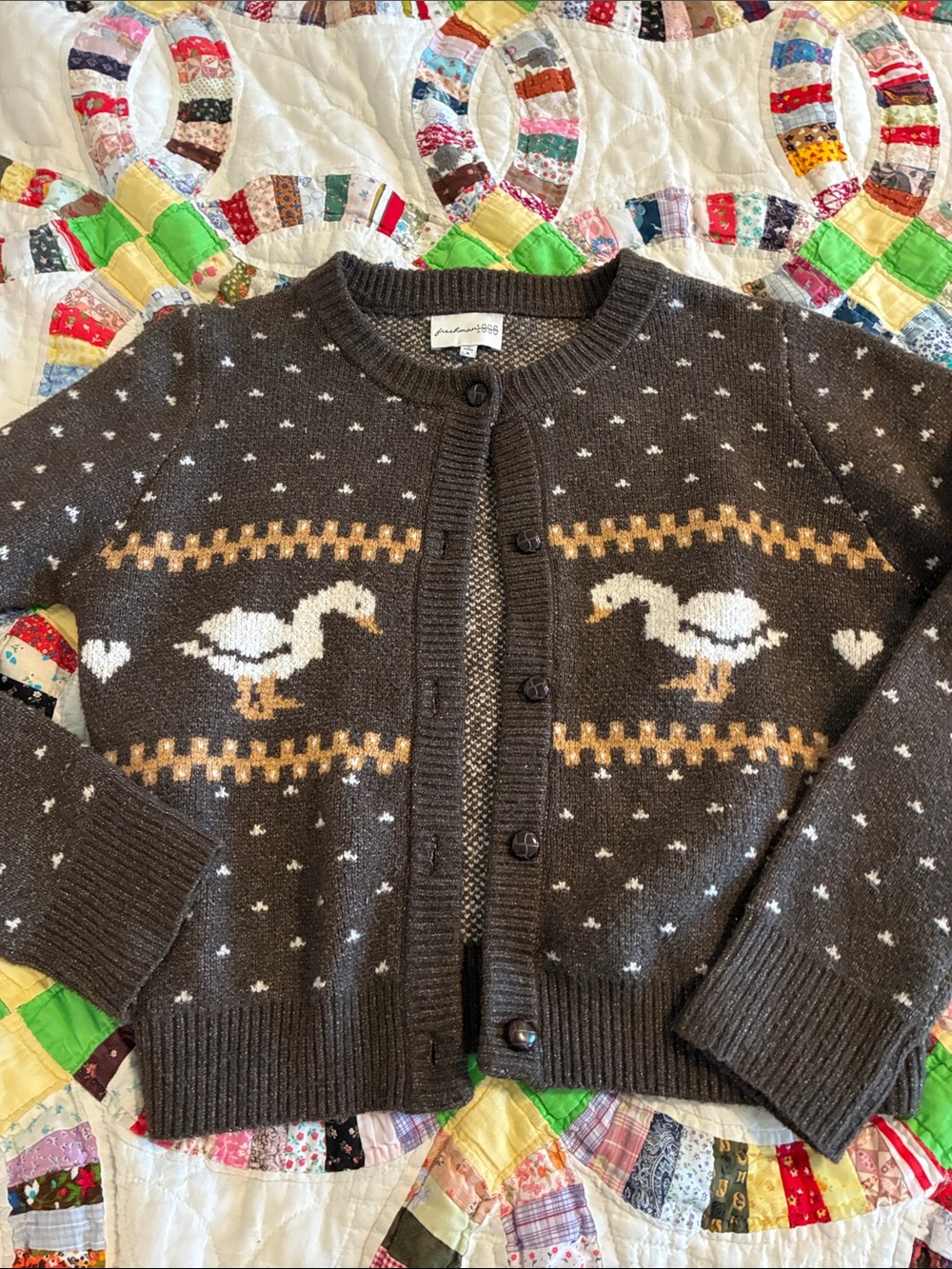 freshman 1996 Classic Duck Knit Cardigan Jacket Brown medium cottagecore fall